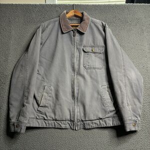 Vintage Faded Glory Large Faded Gray Canvas Jacket Corduroy Collar Work Wear
